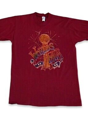 Vintage 1982 Worlds Fair Knoxville Tennessee T-Shirt Slim-Fit Size Large - Red
